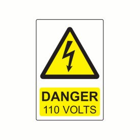 CL7550D110 - 75 x 50mm Danger 110 Volts Colour PP Label