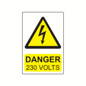 CL7550D230 - 75 x 50mm Danger 230 Volts Colour PP Label