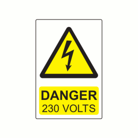 CL7550D230 - 75 x 50mm Danger 230 Volts Colour PP Label