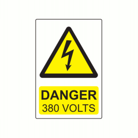 CL7550D380 - 75 x 50mm Danger 380 Volts Colour PP Label
