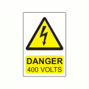 CL7550D400 - 75 x 50mm Danger 400 Volts Colour PP Label