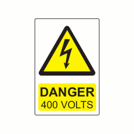 CL7550D400 - 75 x 50mm Danger 400 Volts Colour PP Label