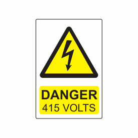 CL7550D415 - 75 x 50mm Danger 415 Volts Colour PP Label