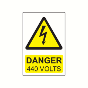 CL7550D440 - 75 x 50mm Danger 440 Volts Colour PP Label