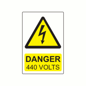 CL7550D440 - 75 x 50mm Danger 440 Volts Colour PP Label