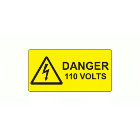 SL5025D110R500 - 50 x 25mm Danger 110 Volts Polypropylene Label, Roll of 500
