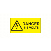 SL5025D115B10 - 50 x 25mm Danger 115 Volts Polypropylene Label, Bag of 10