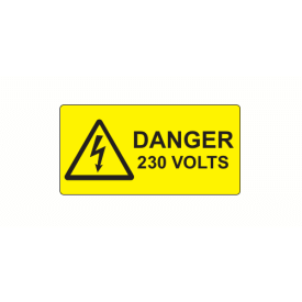 SL5025D230 - 50 x 25mm Danger 230 Volts Polypropylene Label