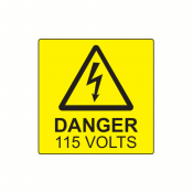 SL5050D115 - 50 x 50mm Danger 115 Volts Polypropylene Label