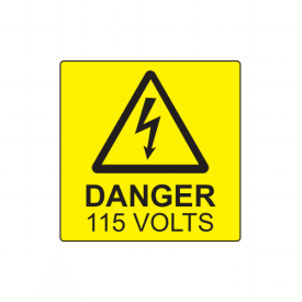 SL5050D115 - 50 x 50mm Danger 115 Volts Polypropylene Label