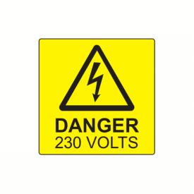 SL5050D230 - 50 x 50mm Danger 230 Volts Polypropylene Label