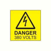SL5050D380 - 50 x 50mm Danger 380 Volts Polypropylene Label