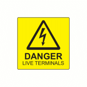 EL5050DLTB10 - 50 x 50mm Danger Live Terminals Engraved Label, Pack of 10
