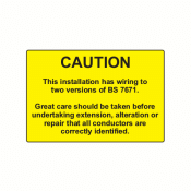 SL7550CBS - 75 x 50mm Caution BS7671 Polypropylene Label