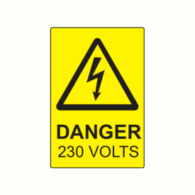 SL7550D230 - 75 x 50mm Danger 230 Volts Polypropylene Label