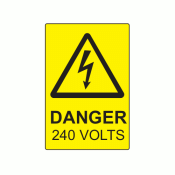 SL7550D240 - 75 x 50mm Danger 240 Volts Polypropylene Label