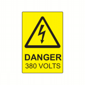 SL7550D380 - 75 x 50mm Danger 380 Volts Polypropylene Label