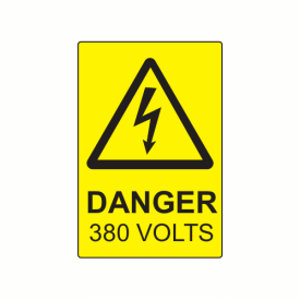 SL7550D380 - 75 x 50mm Danger 380 Volts Polypropylene Label