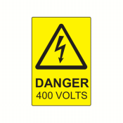 SL7550D400 - 75 x 50mm Danger 400 Volts Polypropylene Label