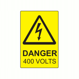 SL7550D400 - 75 x 50mm Danger 400 Volts Polypropylene Label