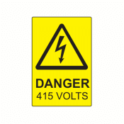 SL7550D415 - 75 x 50mm Danger 415 Volts Polypropylene Label