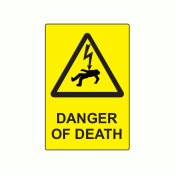 EL7550DDB10 - 75 x 50mm Danger Of Death Engraved Laminate Label, Pack of 10
