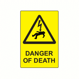 EL7550DDB10 - 75 x 50mm Danger Of Death Engraved Laminate Label, Pack of 10