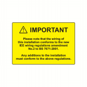 SL7550IBS - 75 x 50mm Important BS7671 Polypropylene Label