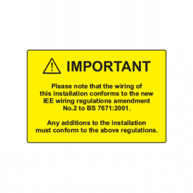 SL7550IBS - 75 x 50mm Important BS7671 Polypropylene Label