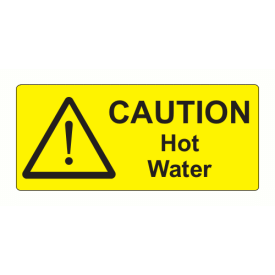 EL8035CHWB10 - 80 x 35mm Caution Hot Water Engraved Laminate Label, Pack of 10