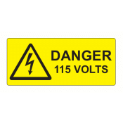 SL8035D115 - 80 x 35mm Danger 115 Volts Polypropylene Label