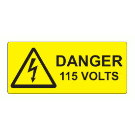 SL8035D115 - 80 x 35mm Danger 115 Volts Polypropylene Label
