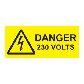 SL8035D230 - 80 x 35mm Danger 230 Volts Polypropylene Label