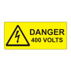 SL8035D400 - 80 x 35mm Danger 400 Volts Polypropylene Label