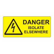 EL8035DIEB10 - 80 x 35mm Danger Isolate Elsewhere Engraved Laminate Label, Pack of 10