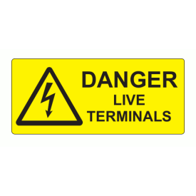 SL8035DLT - 80 x 35mm Danger Live Terminals Polypropylene Label