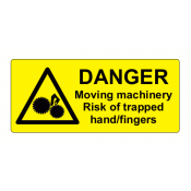 EL8035DLTB10 - 80 x 35mm Danger Moving Machinery Engraved Laminate Label, Pack of 10