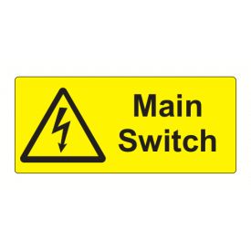SL8035MS - 80 x 35mm Warning Main Switch Polypropylene Label