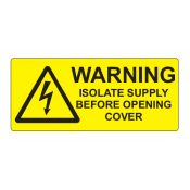 EL8035WISB10 - 80 x 35mm Warning Isolate Supply Engraved Laminate Label, Pack of 10