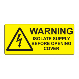 EL8035WISB10 - 80 x 35mm Warning Isolate Supply Engraved Laminate Label, Pack of 10