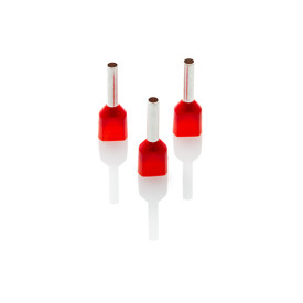 TCEF110F-C 1.0mm Long Twin Cord End Ferrule, Red, Pack of 100