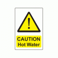 75 x 50mm Caution Hot Water Colour PP Label