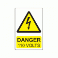 75 x 50mm Danger 110 Volts Colour PP Label