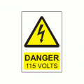 75 x 50mm Danger 115 Volts Colour PP Label