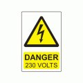 75 x 50mm Danger 230 Volts Colour PP Label