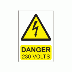 75 x 50mm Danger 230 Volts Colour PP Label