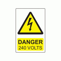 75 x 50mm Danger 240 Volts Colour PP Label