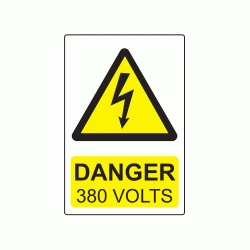 75 x 50mm Danger 380 Volts Colour PP Label