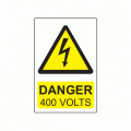 75 x 50mm Danger 400 Volts Colour PP Label