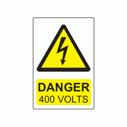 75 x 50mm Danger 400 Volts Colour PP Label